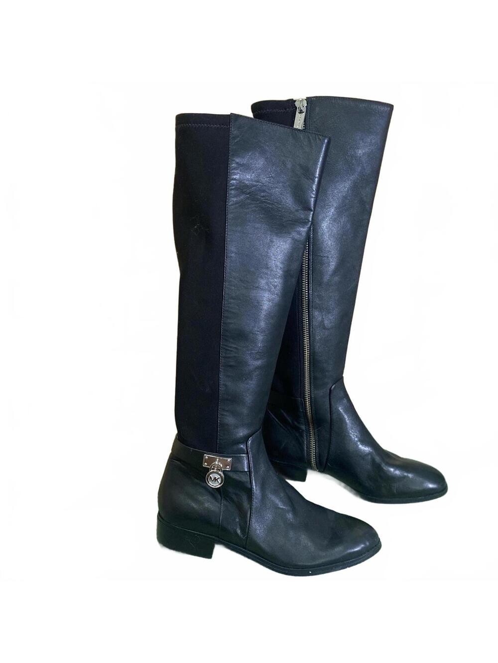 Michael Kors Womens Black Leather Knee High Boots Size 5 M PW15E